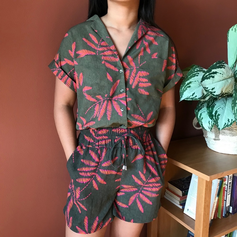 Tropical A New Day Button Down Top & Shorts